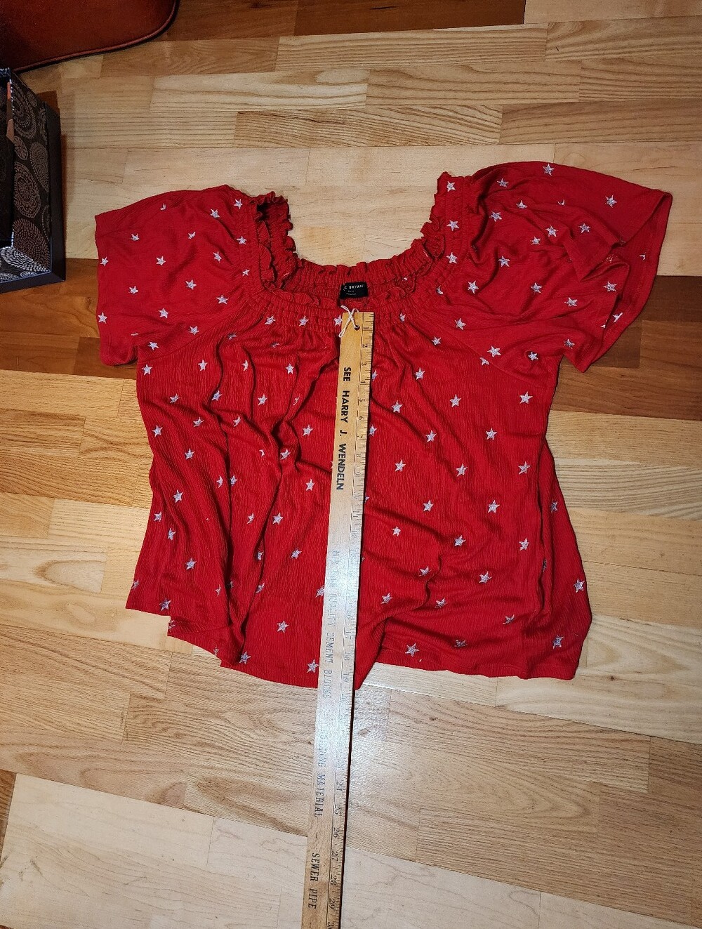 Lane Bryant Red Star-Print Short Sleeve Off The Shoulder Top